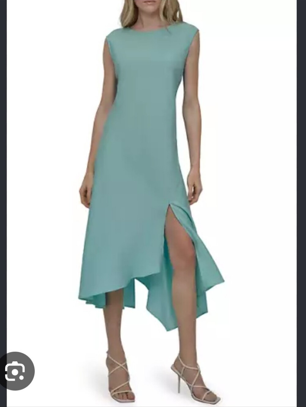 DKNY Seafoam Green Sleeveless Midi Dress Asymmetrical Hem Size 8 NWT $139